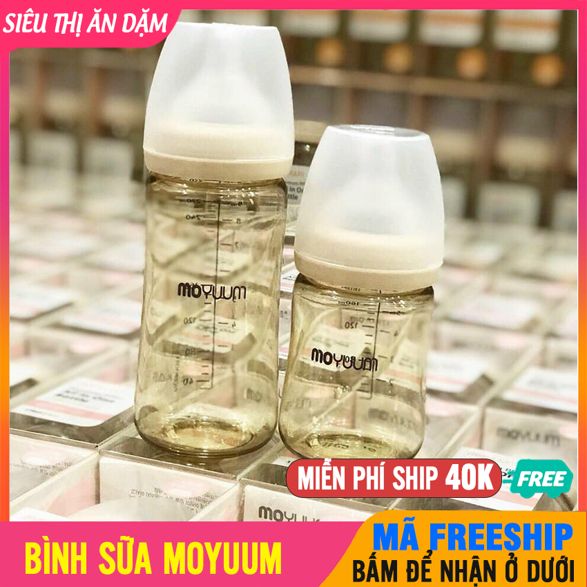 Bình sữa moyuum hàn quốc núm ti silicon ppsu 170ml/ 270ml cho bé, hàng cao cấp, thiết kế thông minh, núm ty siêu mềm - bình sữa cho bé sơ sinh, bình pha sữa cho bé, bình sữa nội địa hàn