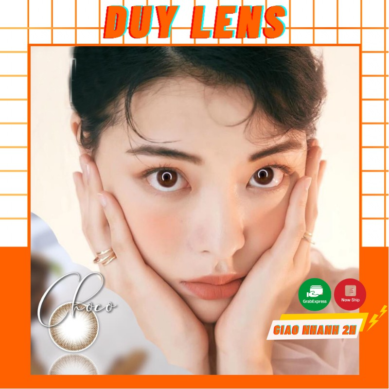 Lens nâu tự nhiên choco trong suốt kính áp tròng có cận hàn quốc duylens