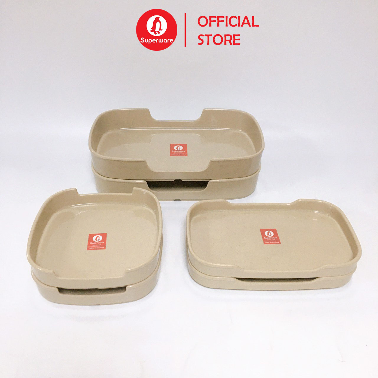 Khay Để Thịt Nướng BBQ Khay Xếp Tầng SUPERWARE Nhựa Phíp 100% Melamine Nâu - Stone