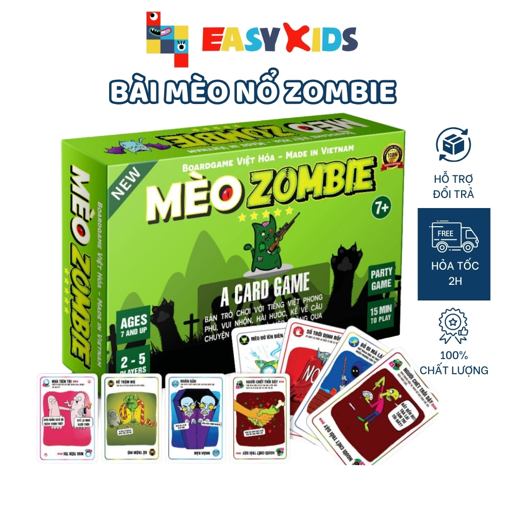 Bài mèo zombie - boardgame việt hóa - mèo nổ - mèo boom - exploding kittens zombie