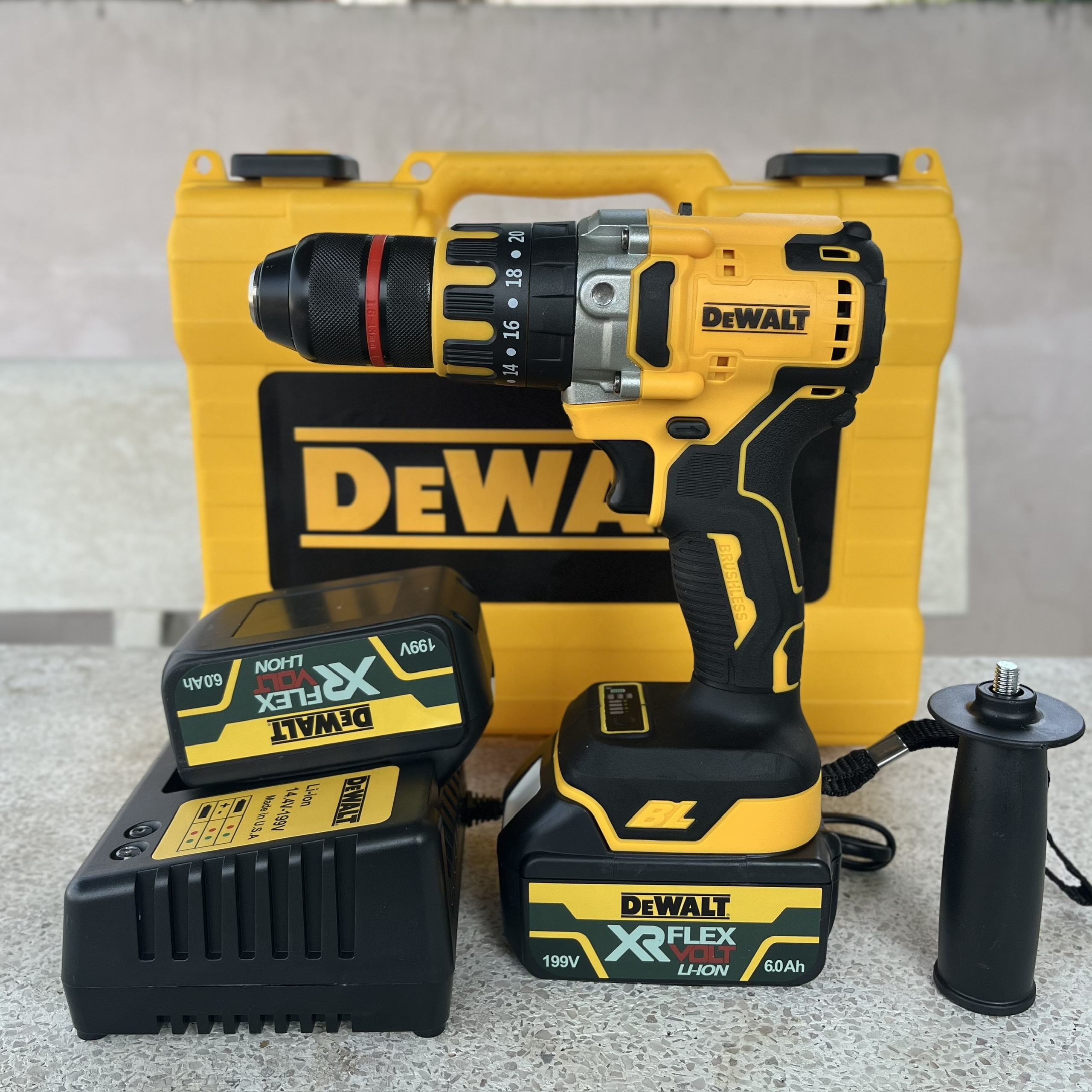 Máy Khoan Pin Dewat/ makita/ Kutan 199V Máy Khoan 3 Chức Năng Động Cơ Không Chổi Than - Đầu Auto Lock Viền Đỏ Khoan Tường | Gỗ | Thép