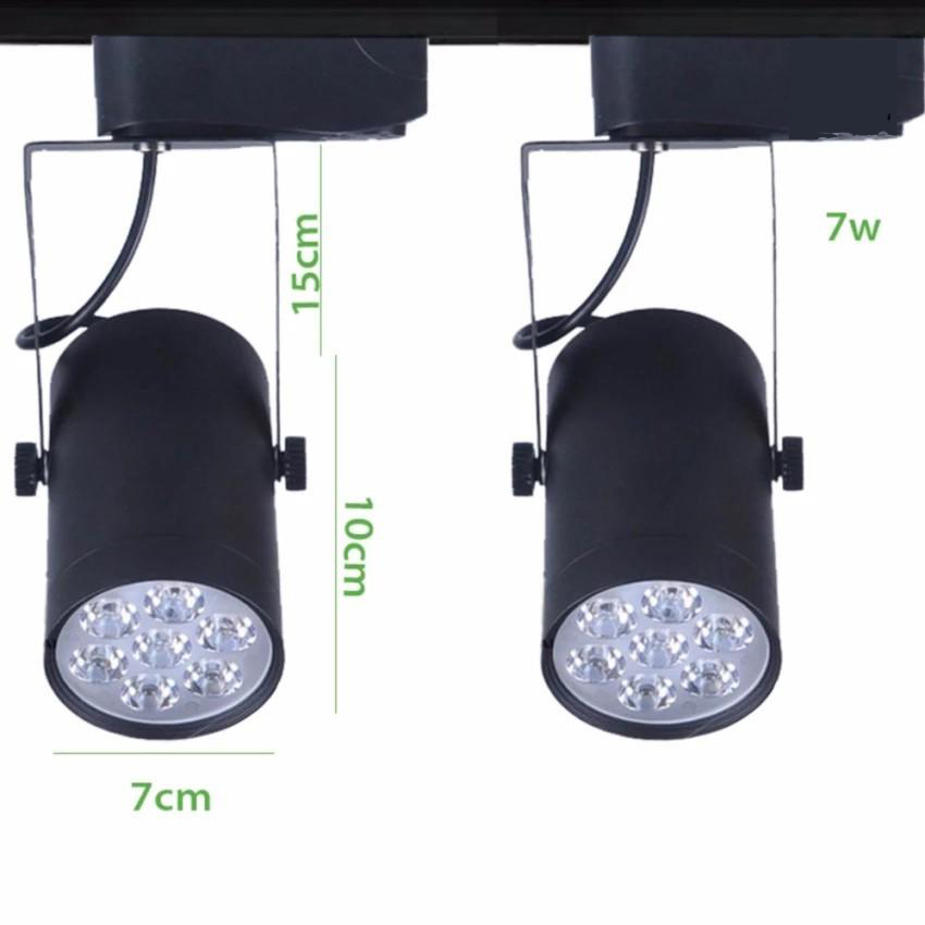 Bộ 2 đèn led rọi ray 7w vỏ đen ánh sáng trắng