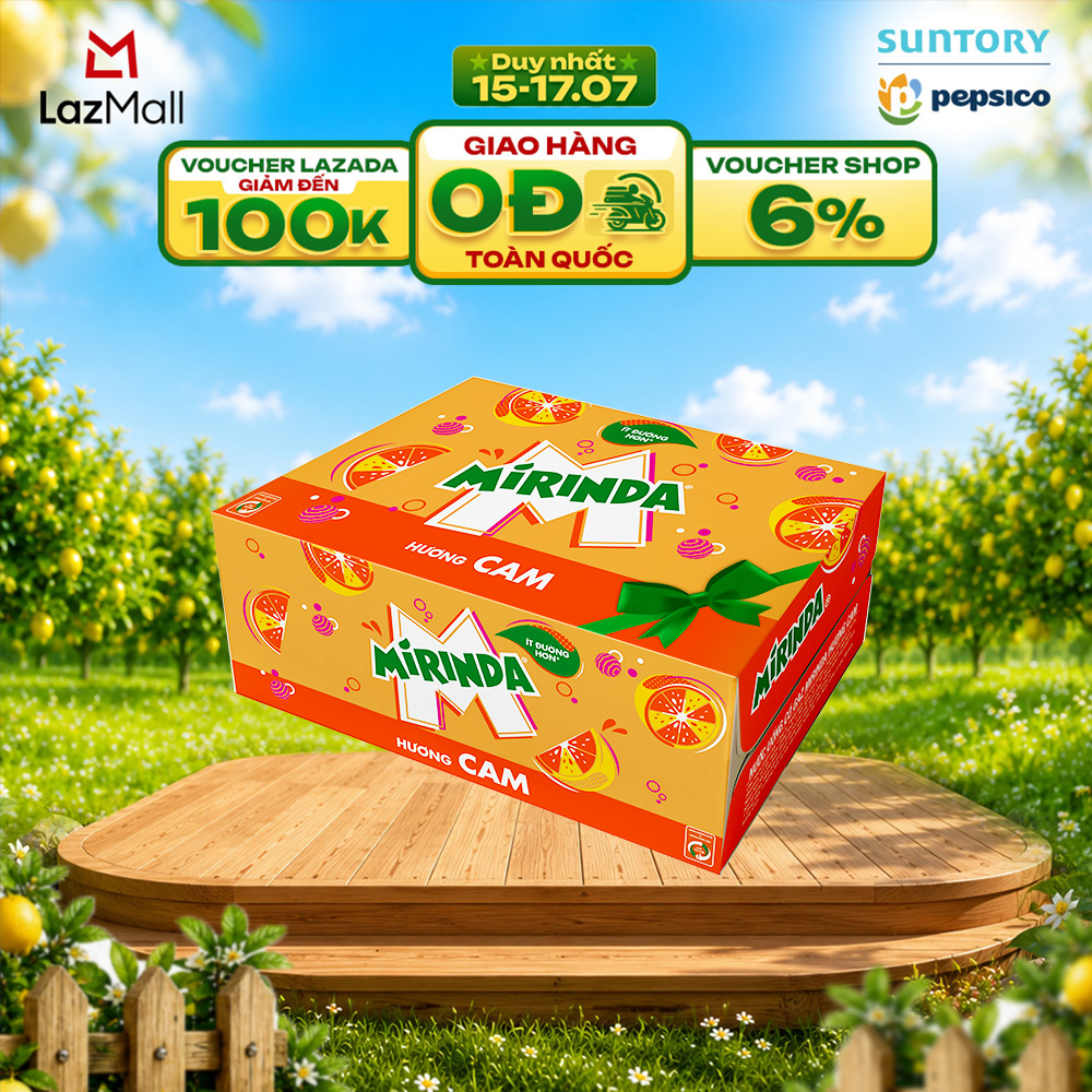 [SALE 15.7] Thùng Nước Ngọt Giải Khát Có Gaz Mirinda Cam (320ml/lon)