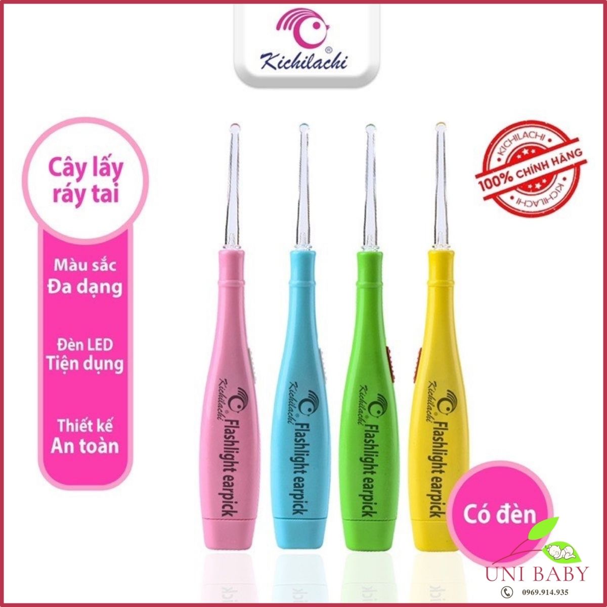 Que lấy dáy tai phát sáng có đèn led cho bé Kichilachi Kichi