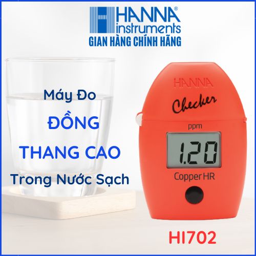 Máy đo đồng thang cao 0.00-5.00ppm cu trong nước sạch, hanna hi702, kèm phụ kiện cho 6 lần đo