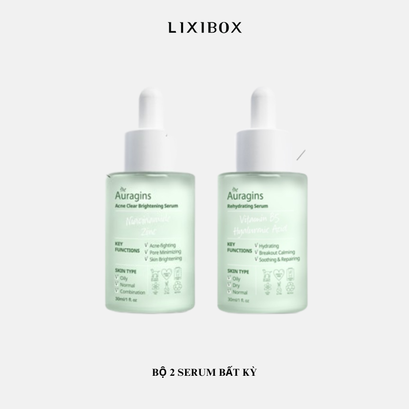 HOÀN TIỀN 6% Bộ 2 Serum Dưỡng Da Ngừa Mụn The Auragins AHA BHA Và B5 -
