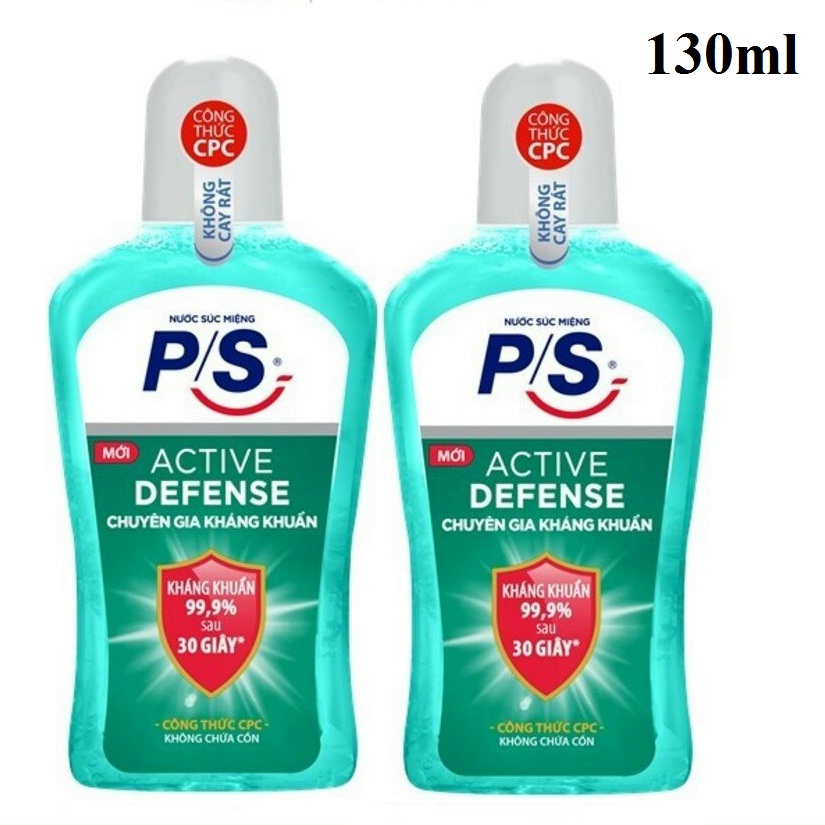 Nước Súc Miệng Kháng Khuẩn P/S Active Defense 130ml không cay rát
