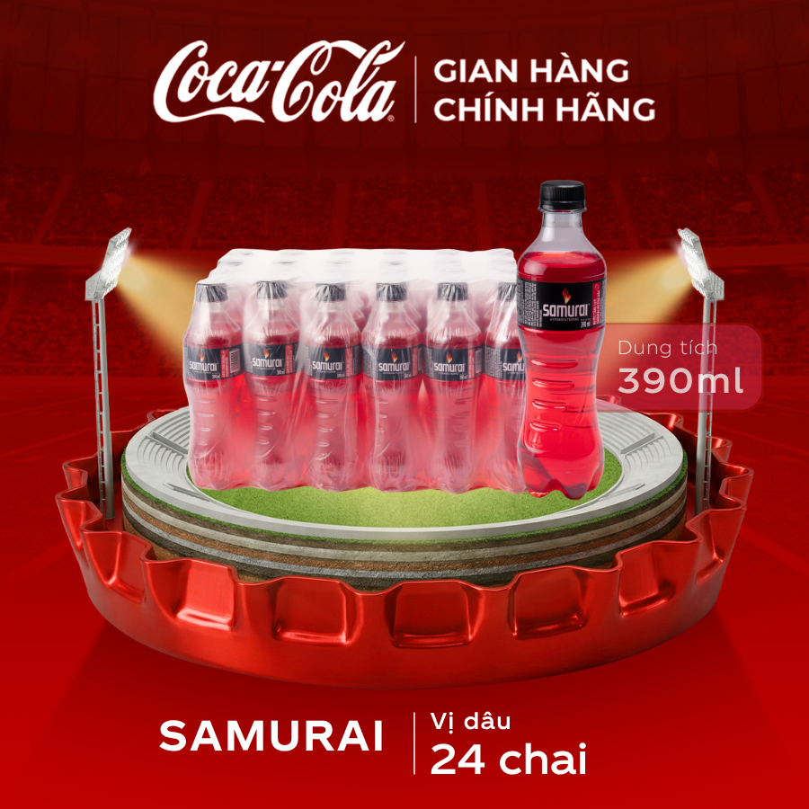 [SIÊU SALE ] Thùng/Lốc 24 Chai Nước Ngọt Giải Khát Samurai Hương dâu 390ml x 24 Sale 5.5 Coca-Cola Chính Hãng_LD