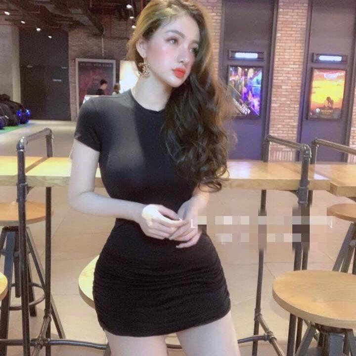 Đầm thun body cộc tay ôm body khoe 3 vòng siêu quyến rũ m072