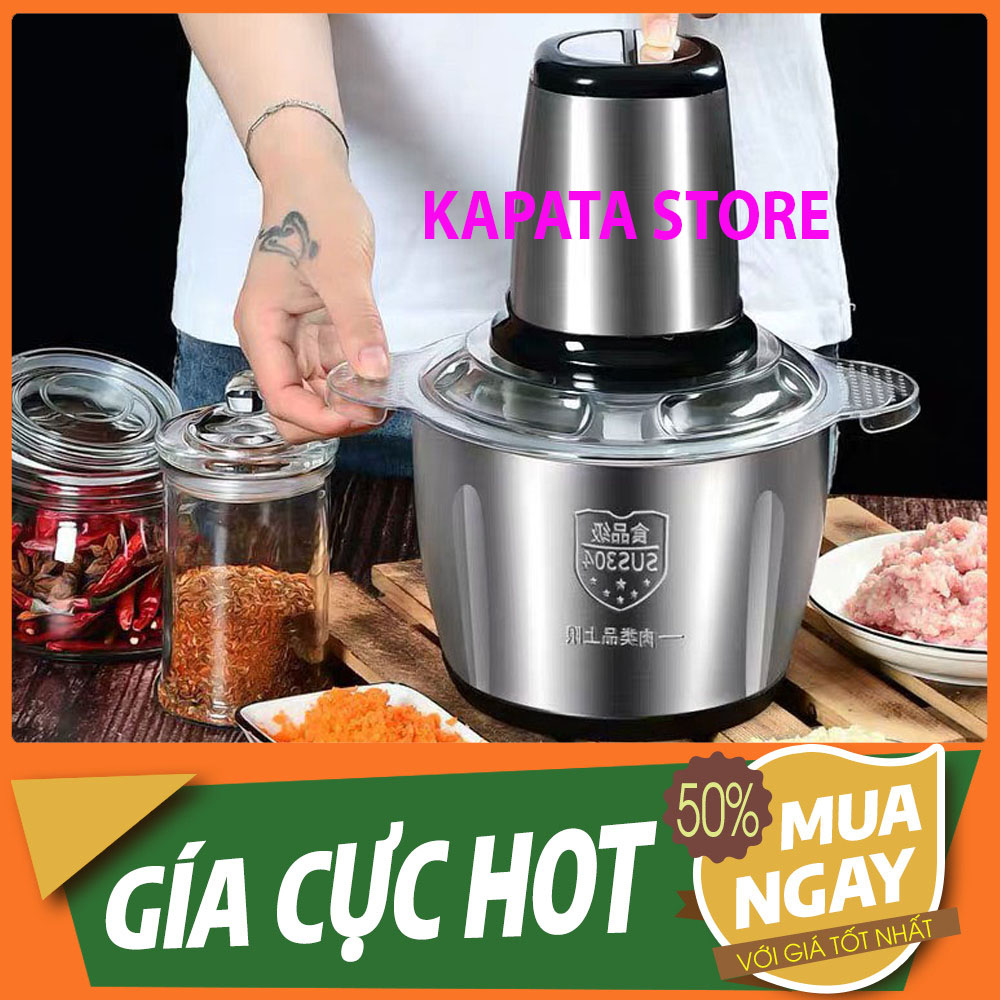 Máy xay thịt food processor hda cối inox đa năng dao 4 lưỡi - dung tích 2 lít - family 9999