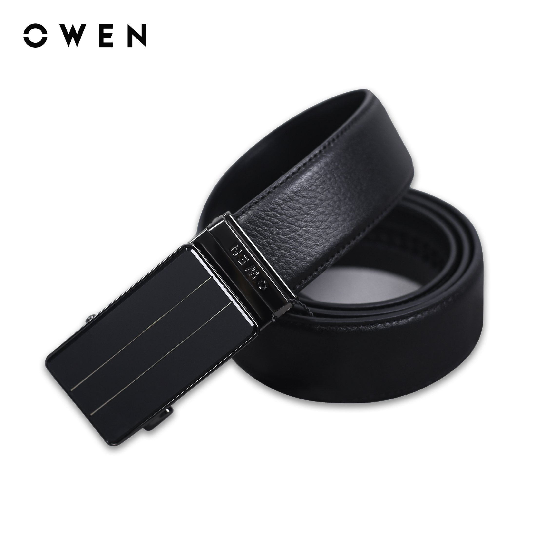 Owen - dây lưng belt232685 màu đen chất liệu da thật