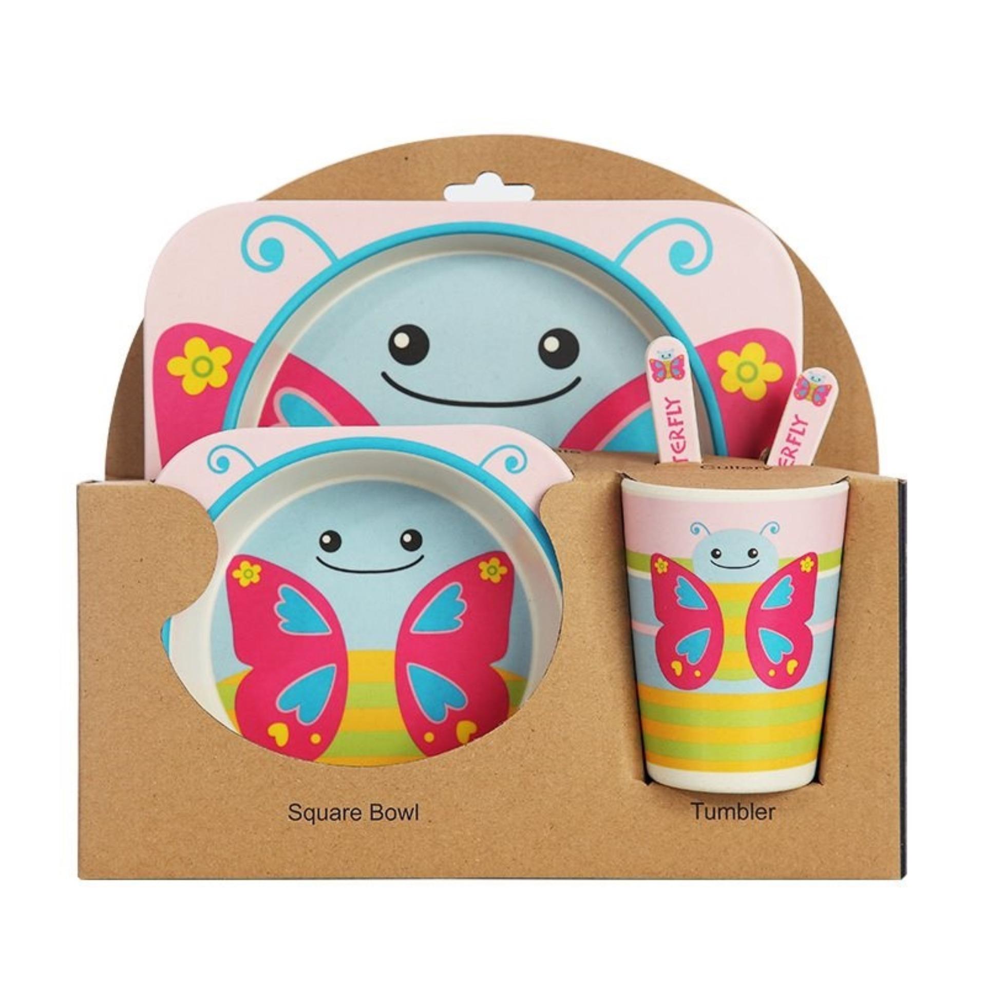 [HCM]Bộ chén dĩa bộ bát đĩa combo 5 món bộ chén dĩa ly nĩa muỗng sợi tre hoạt hình bộ đồ ăn dùng làm quà tặng cho bạn nữ dễ thương hoặc cho bé và trẻ em (Nhiều màu)