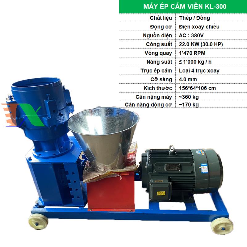 Máy ép cám viên KL-300 cho Gia súc, Gia cầm, Cá, Máy xay nghiền thức ăn đùn viên cám