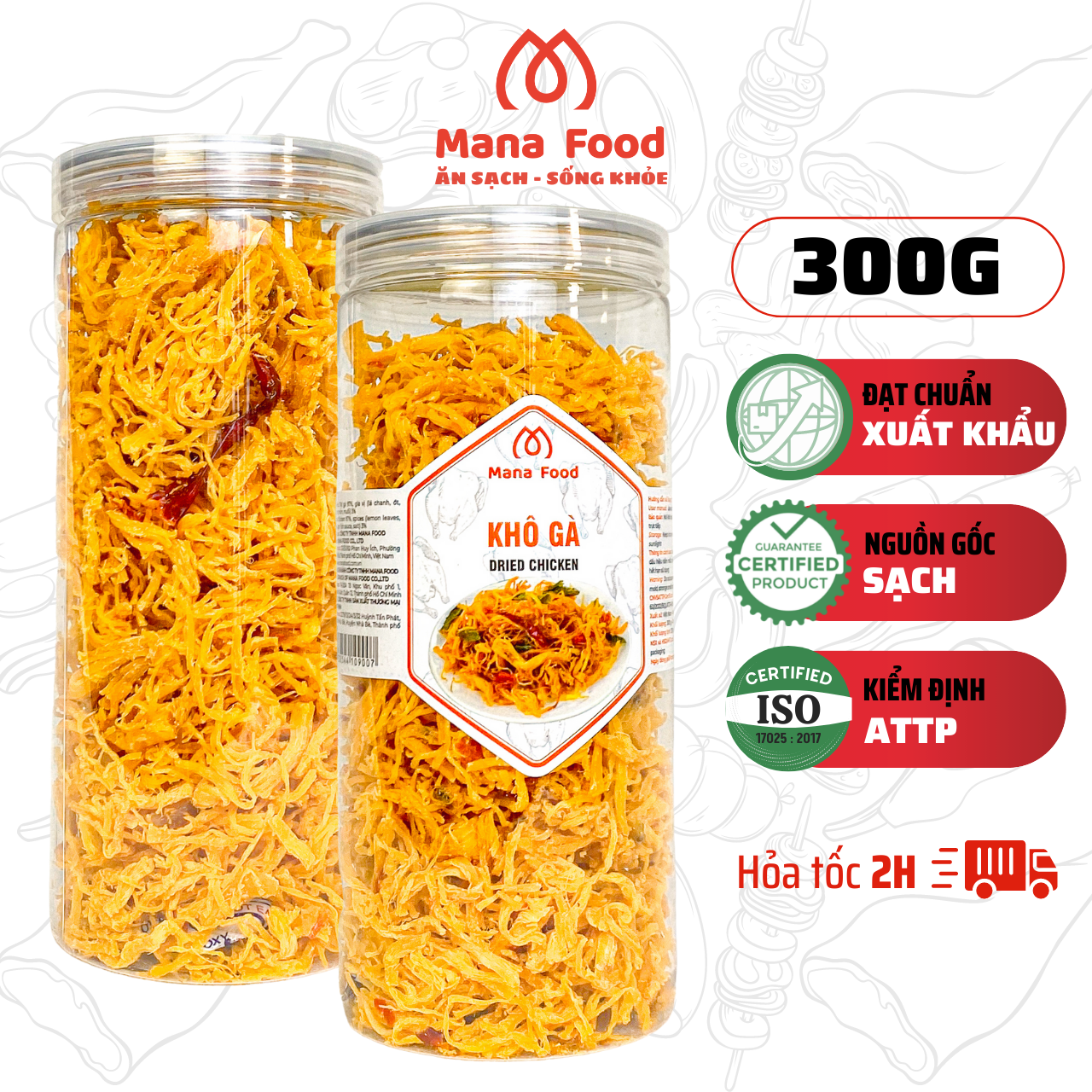 Khô gà bơ tỏi mana food | khô gà tươi, attp - 300g