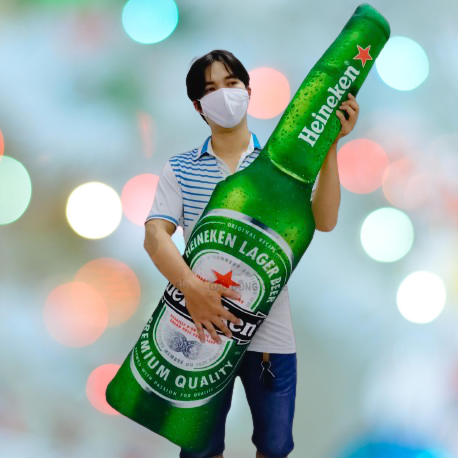 GỐI ÔM NGỦ HÌNH CHAI BIA HENIKEN KHỔNG LỒ GỐI ÔM DÀI 120CM VẢI NHUNG IN 3D CAO CẤP GIÁ SỈ