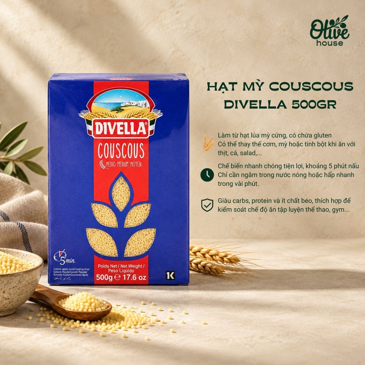DIVELLA HẠT COUSCOUS 500GR