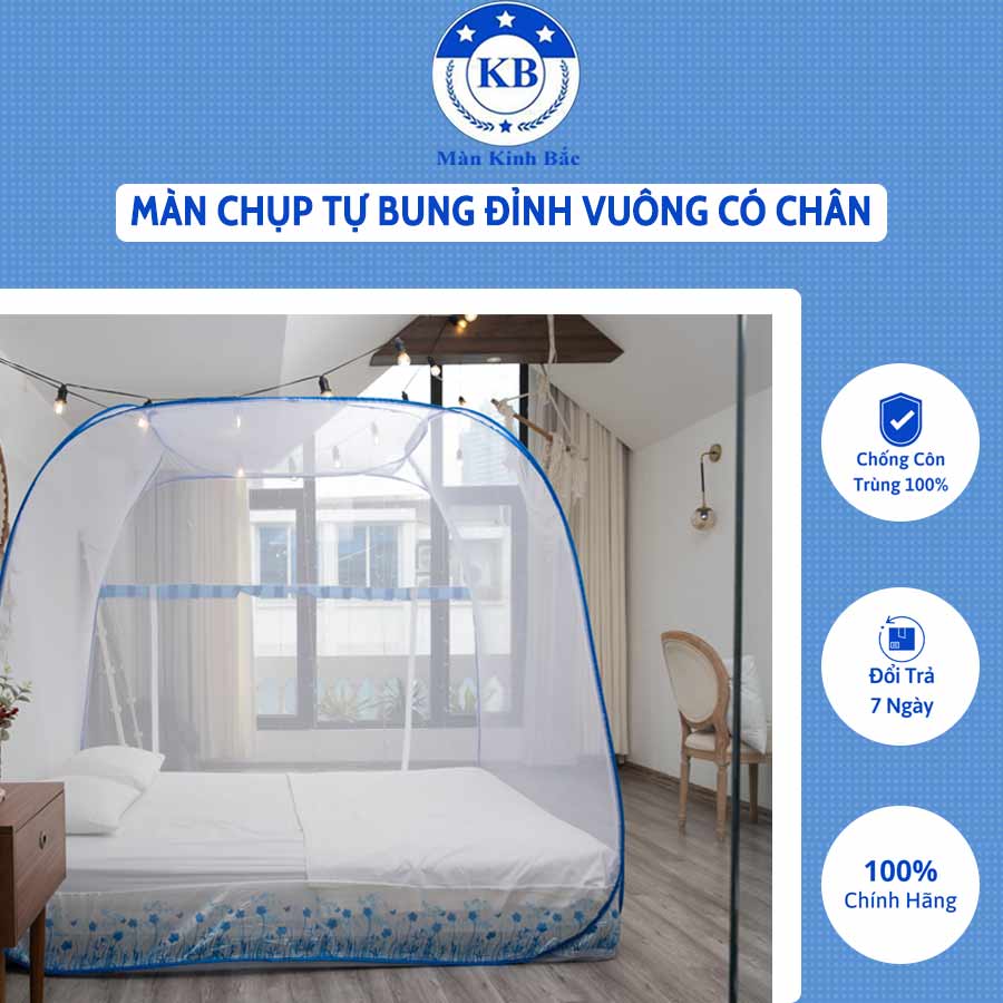 Màn chụp tự bung đỉnh vuông kinh bắc _ mùng chụp chống muỗi gấp gọn hàng việt nam