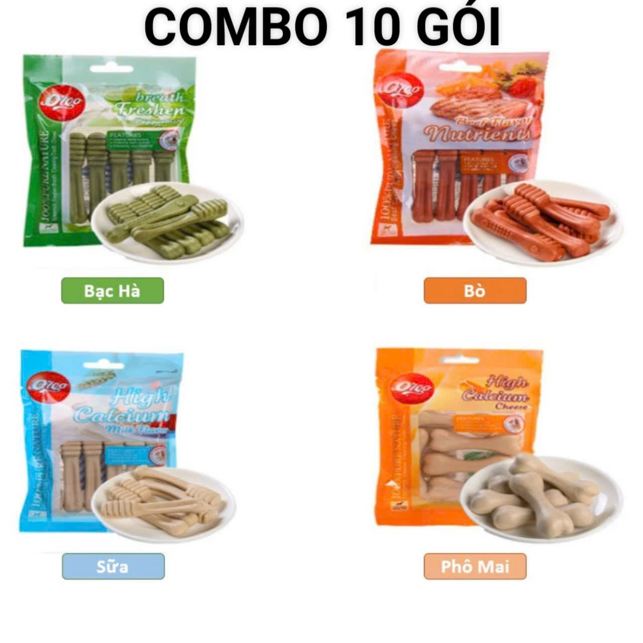 COMBO 5 & 10 GÓI XƯƠNG GẶM ORGO CHO CHÓ GÓI 90GRAM