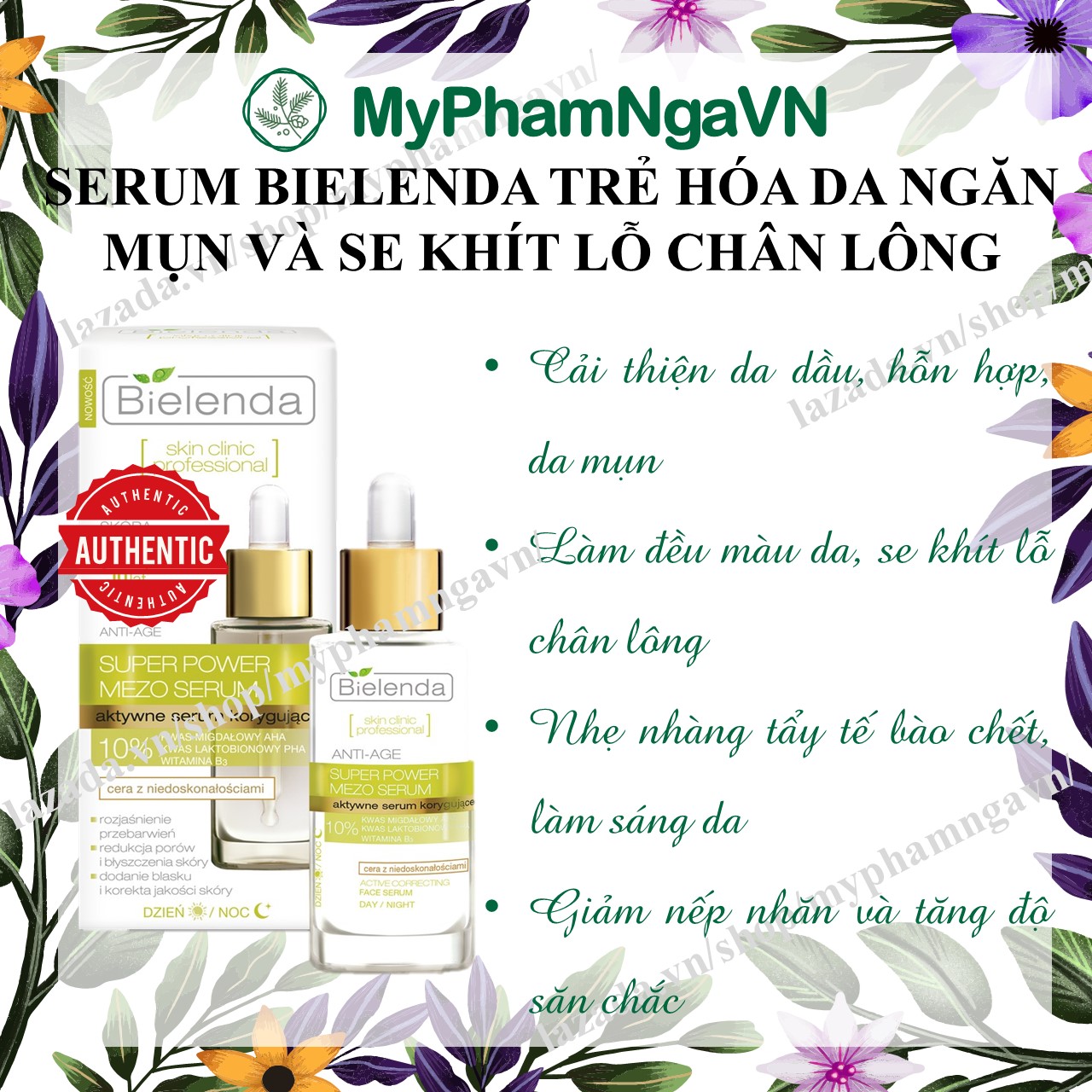 [HCM]Serum Trẻ Hóa Da Và Se Khít Lỗ Chân Lông Bielenda Xanh Lá 30ml