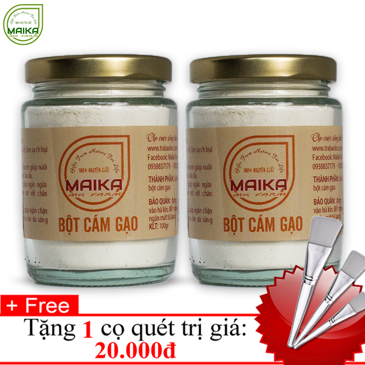 Combo 2 Bột Cám Gạo Nguyên Chất MK Farm (100g/hũ) + Tặng Cọ Quét