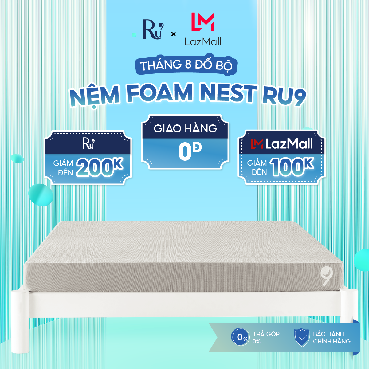 Nệm Foam Cao Cấp Nest Ru9 15cm - Màu Xám | 2 Lớp Foam Nâng Đỡ | Bao Gồm 6 Kích Thước | 100 Đêm Ngủ Thử