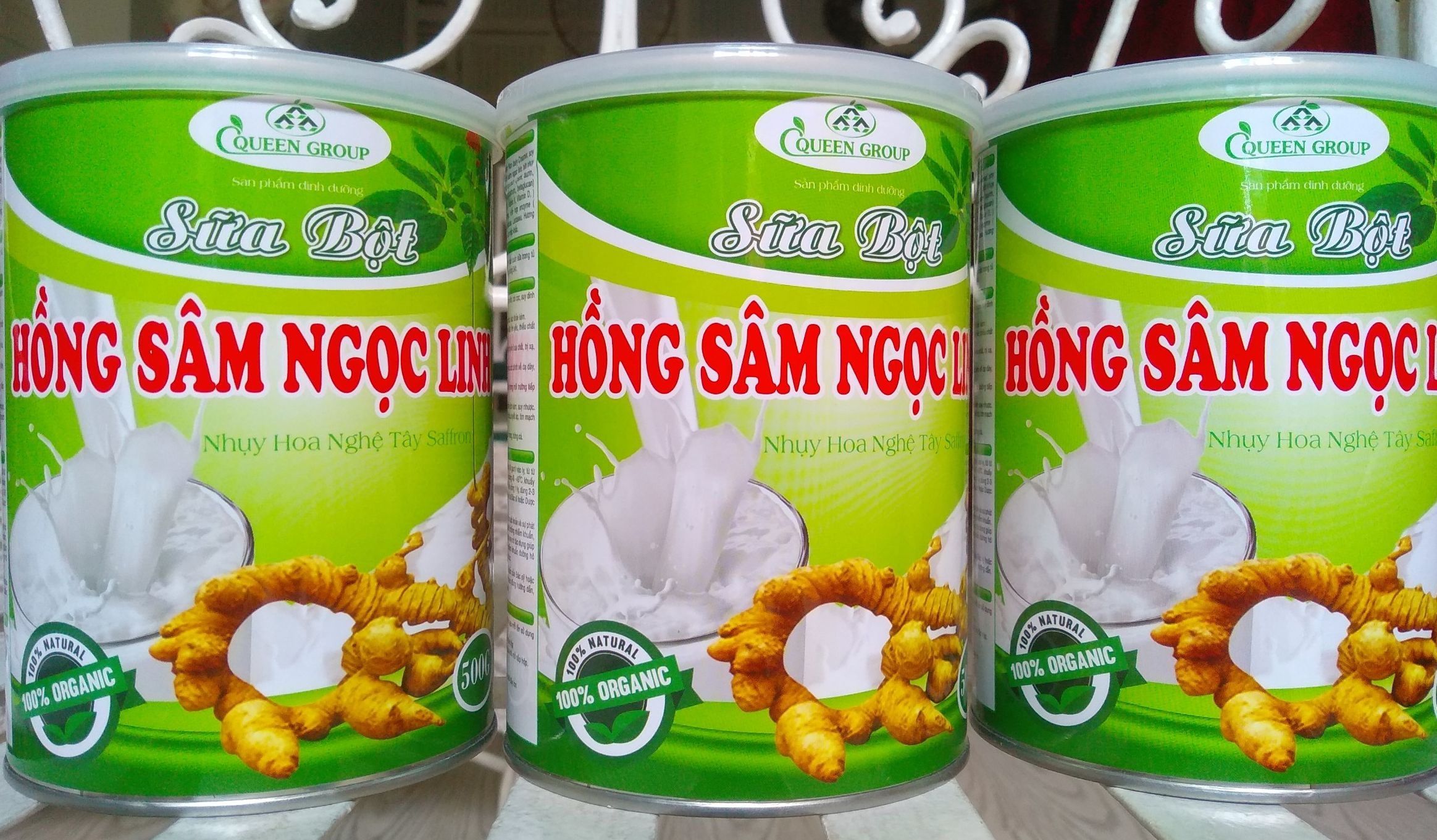 _ sữa bột hồng sâm ngọc linh nhụy hoa nghệ tây saffron, hsd 2025