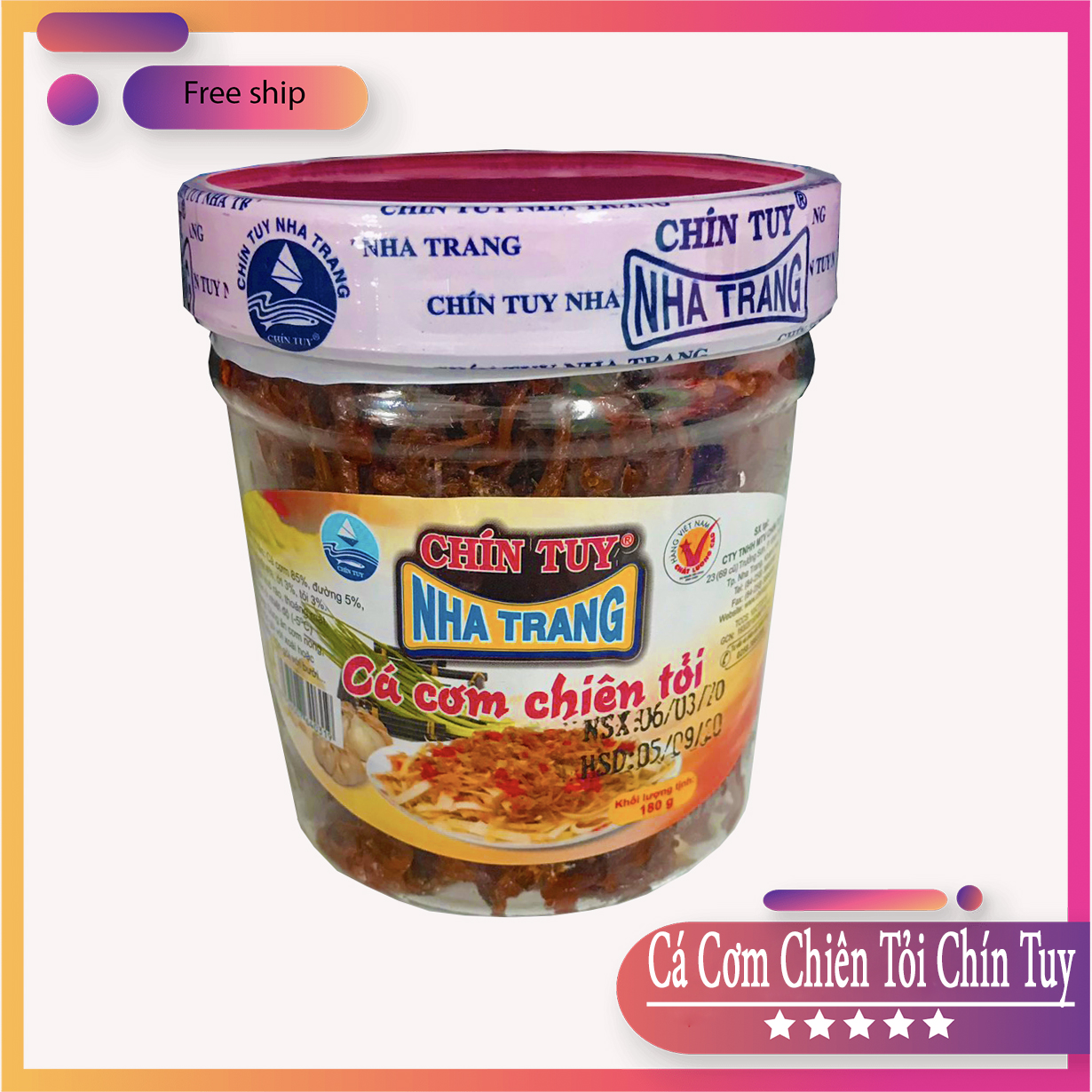 Cá cơm chiên tỏi chín tuy hũ 180gr