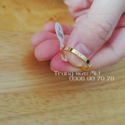 [GIÁ 1 CHIẾC] NHẪN TITAN CAO CẤP ĐÍNH 3 VIÊN ĐÁ MẠ VÀNG