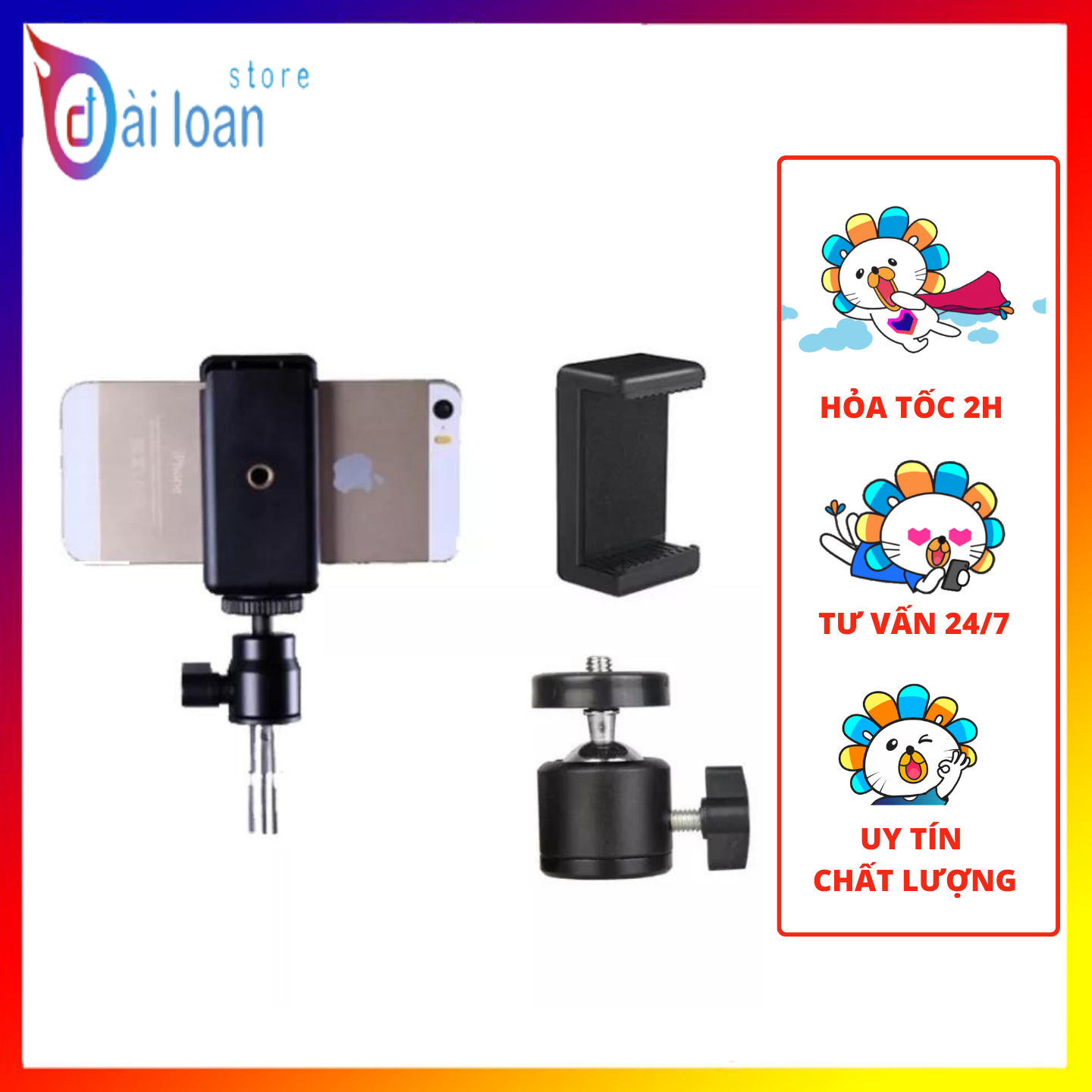 [HCM]Bộ bi cầu kẹp điện thoại xoay 360 độ gắn tripod cây livestream gậy tự sướng