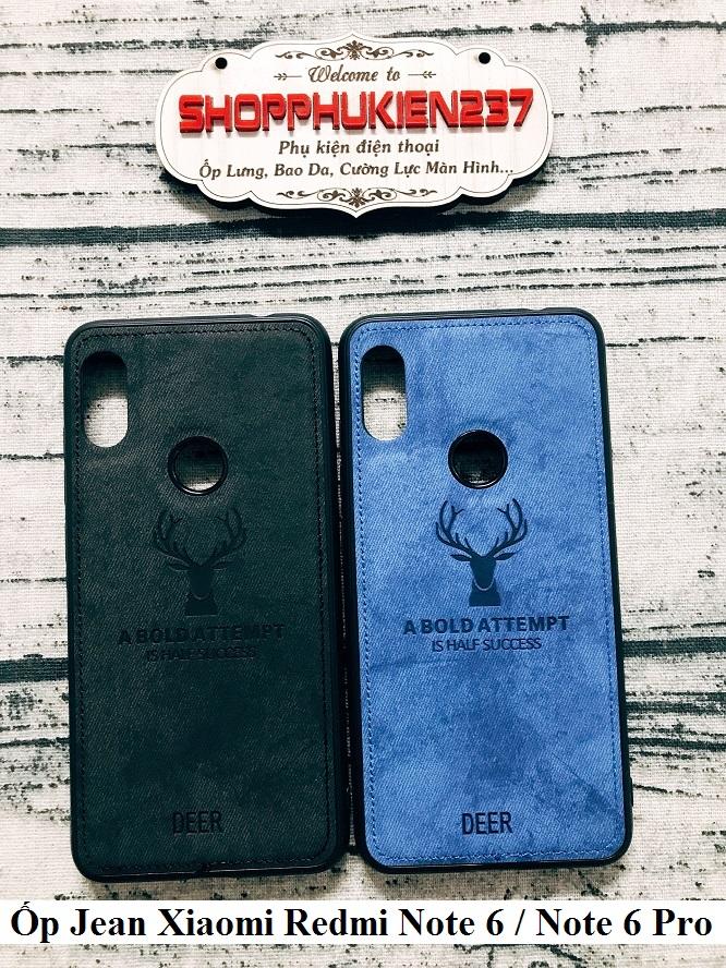 Ốp lưng xiaomi redmi note 6 pro ốp dẻo tpu vải jean viền chỉ cao cấp