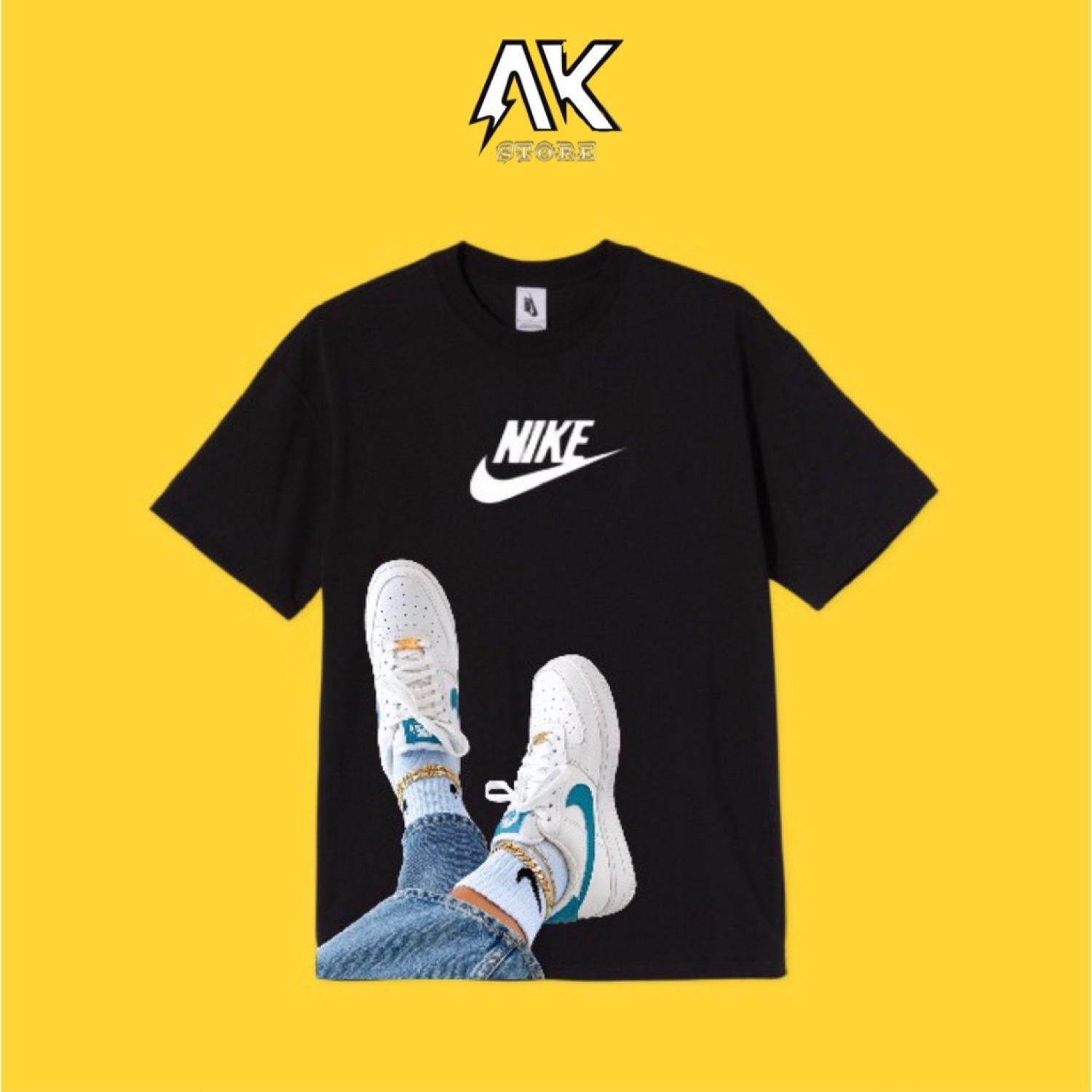 Áo thun n.i.k.e đôi chân custom hàng cao cấp cotton 100%