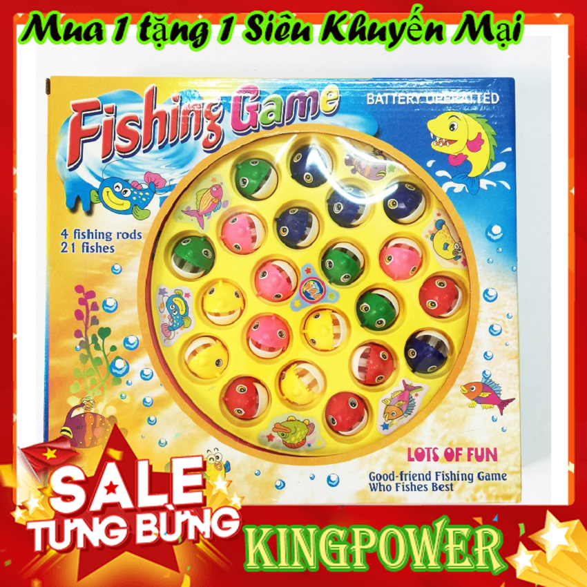 Đồ Chơi Câu Cá Cho Bé Loại Lớn 2516B KINGPOWER - Nhiều Màu Đa Đạng, Đường Kính Trên 30cm, 21 Chú Cá Lớn, 4 Cần Câu Chơi Nhiều Người, Quay Tròn Phát Nhạc Vui Nhộn - Câu Cá Trẻ Em, Câu Cá Đồ Chơi