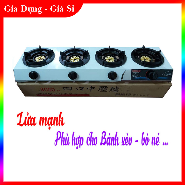 [bếp gas bán công nghiệp khè sogo 4 lò gt-208s4