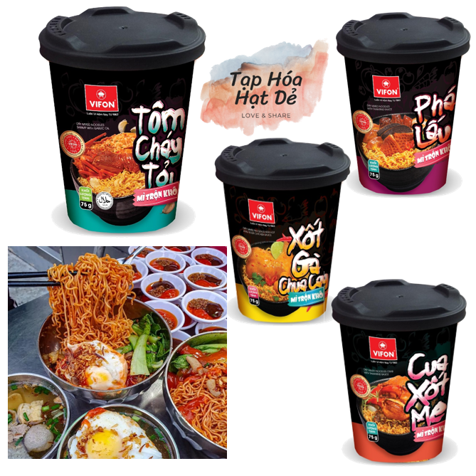 Mì trộn khô tôm cháy tỏi / xốt gà / xốt me/ phá lấu 75gr vifon