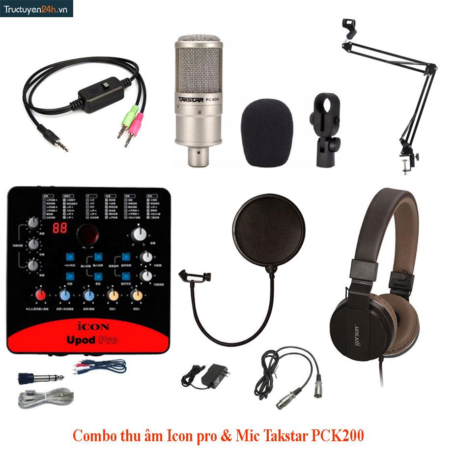 Combo thu âm sound card icon upod pro + mic takstar pc k200