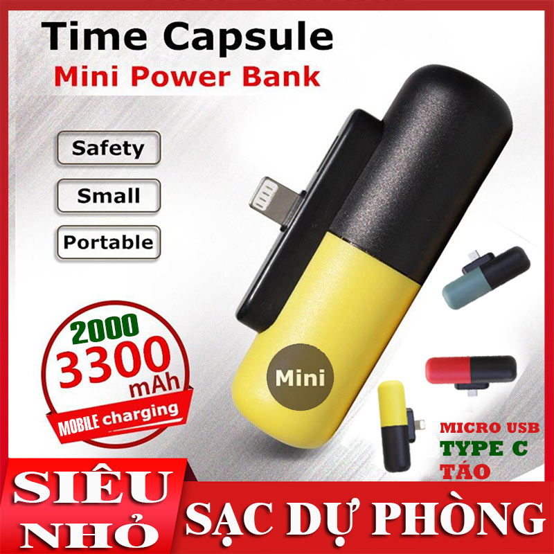 Cục Sạc Dự Phòng Siêu Nhỏ Capsule Di Động Bỏ Túi pin dự phòng điện thoại dễ thương nhỏ gọn đa năng CuuLongstore