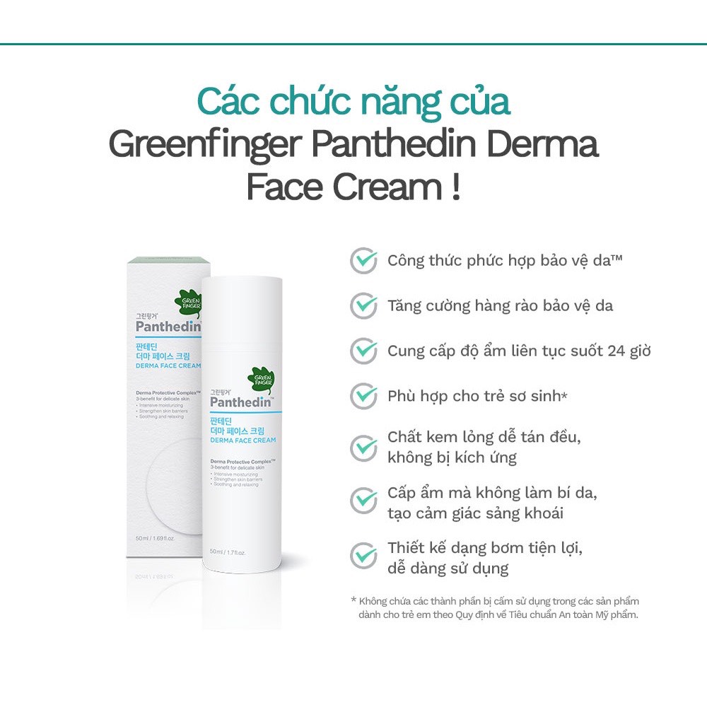 kem dưỡng da mặt cho bé từ 0-36 tháng greenfinger panthedin derma face cream 50ml 3