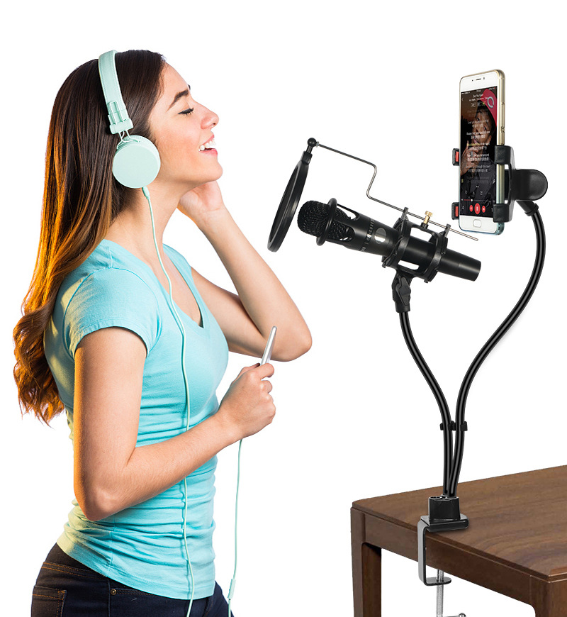 Giá đỡ microphone livestream có màng lọc âm