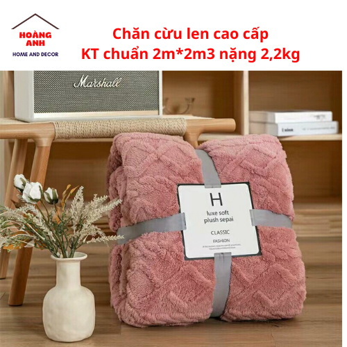 Chăn lông cừu len cao cấp, sang trọng, dùng cho cả gia đình kích thước 2m3x2m nặng 2,2 kg