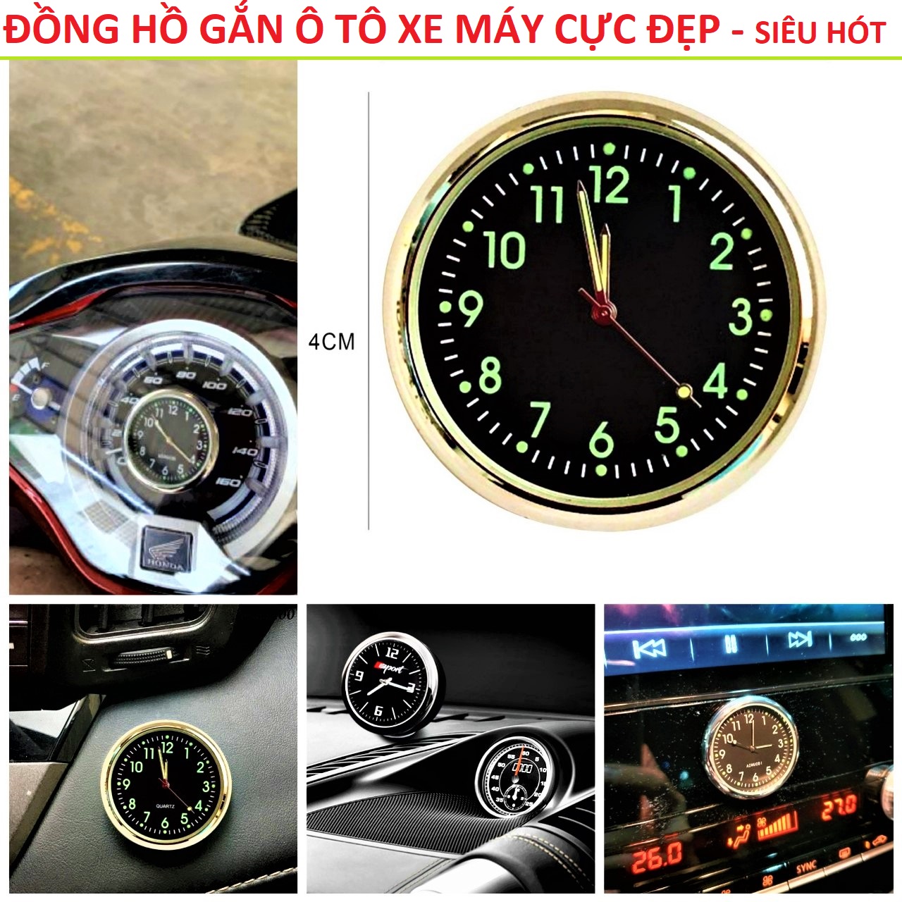 ĐỒNG HỒ TÁP LÔ Ô TÔ XE MÁY LOẠI TỐT SIÊU ĐẸP , ĐỒNG HỒ XE MÁY SIÊU HÓT