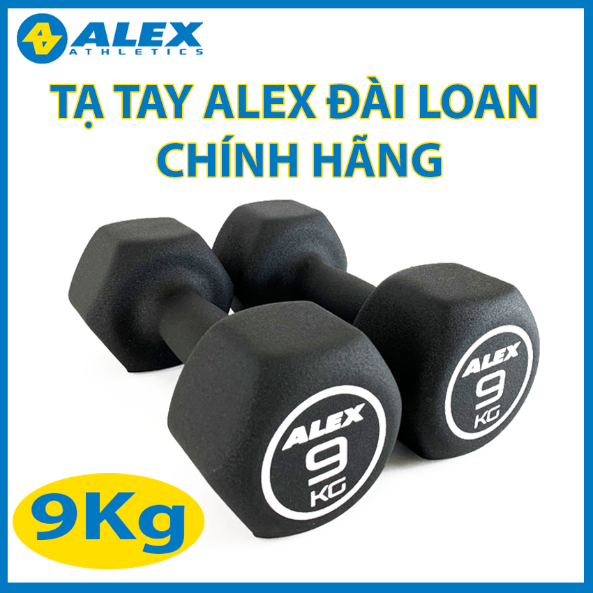 Ảnh thật & video bộ tạ tay lục giác alex cao cấp 9kg, lõi gang đặc bọc cao su nhám màu đen, tập gym yoga tại nhà, chống trơn trượt