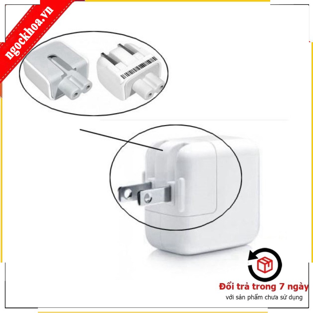 Đầu chuyển 2 chấu cho củ sạc ipad macbook iphone chân tròn - chuẩn chân cắm châu âu uk