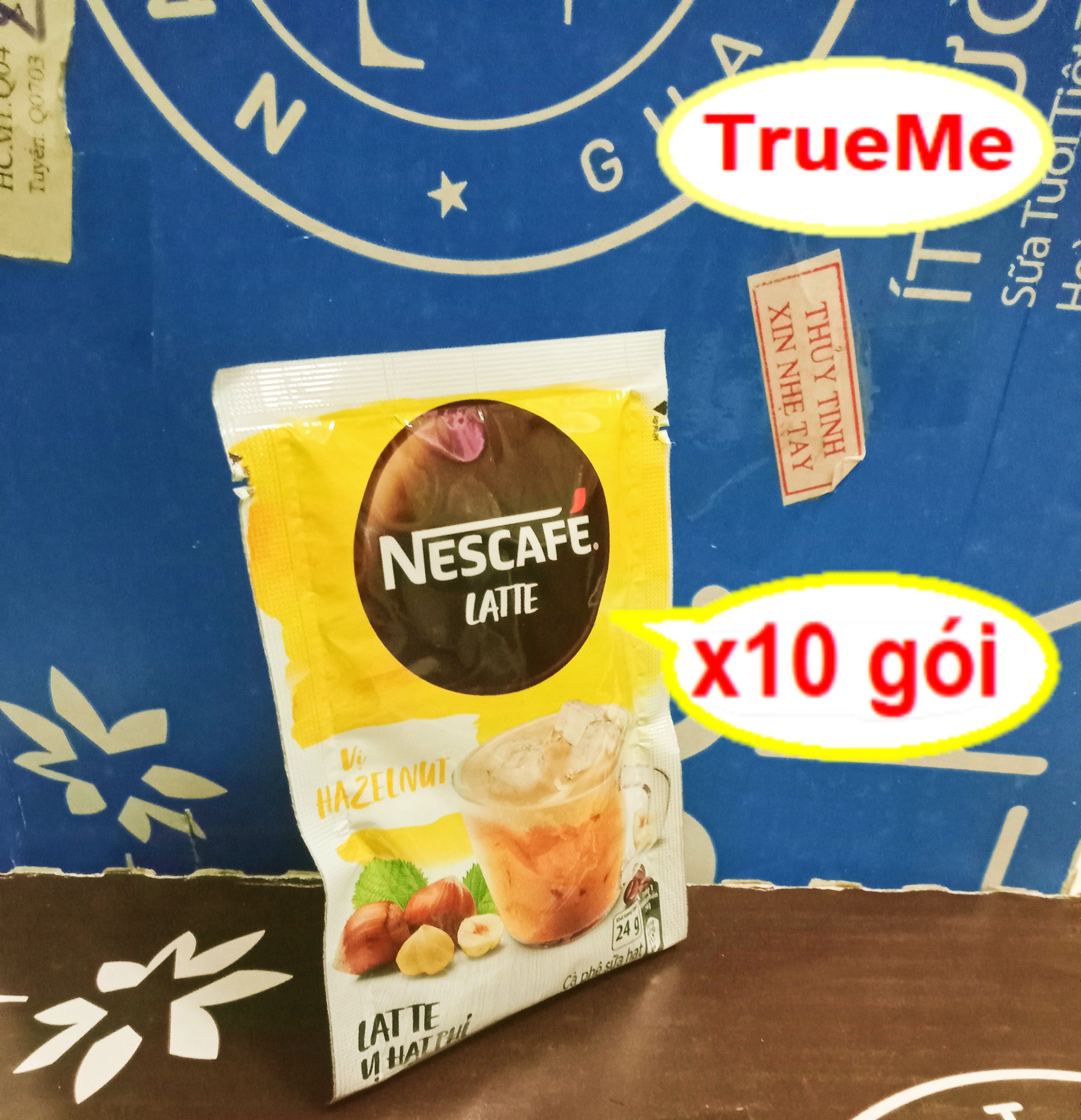 [Mẫu mới] Combo 10gói x 24g Nescafe Latte sữa vị Hạt Phỉ - Ca phe rang xay hoa tan - cafe sữa đá - n