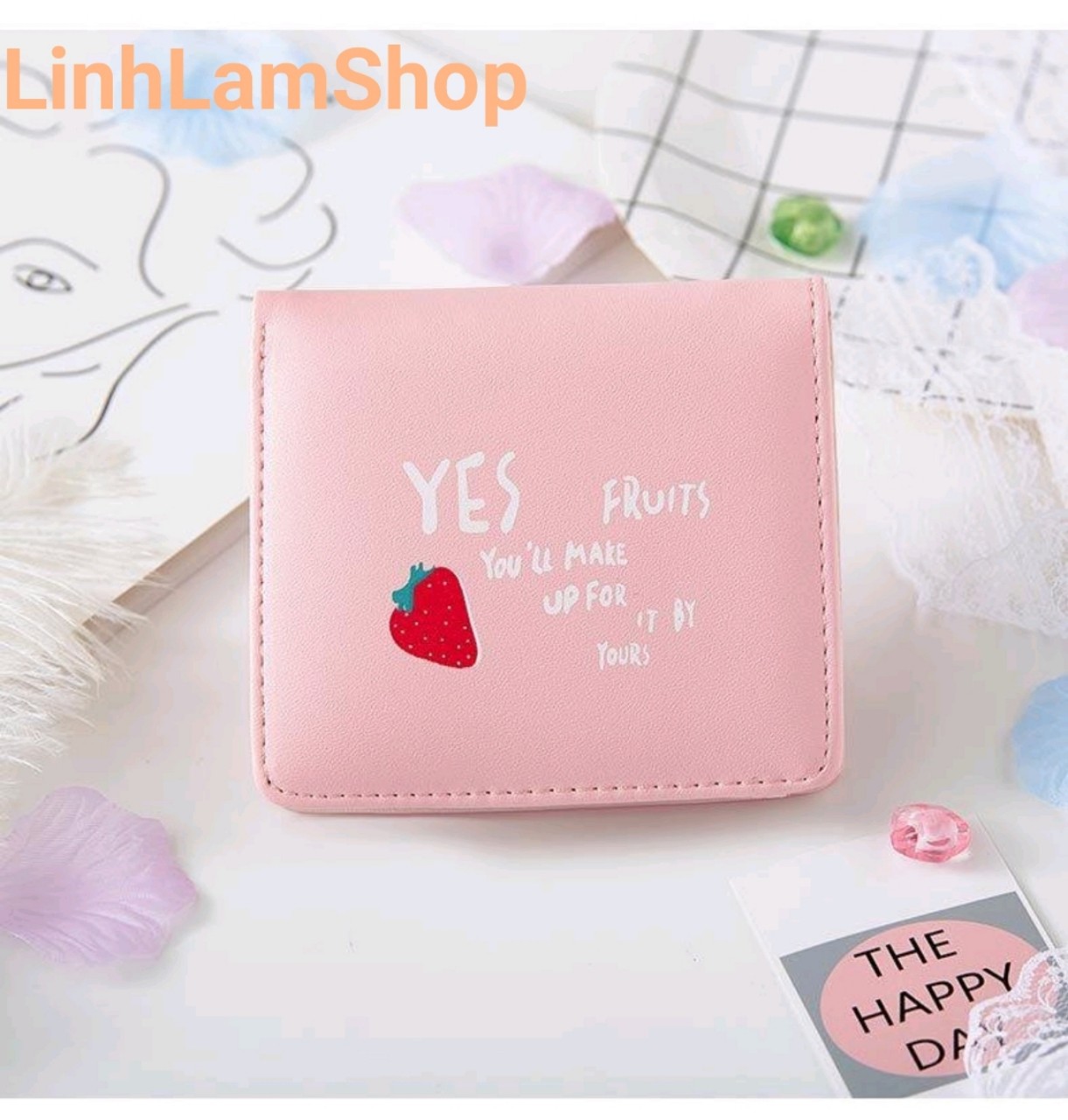 VÍ NỮ CẦM TAY KIỂU DÁNG DỄ THƯƠNG CÓ THỂ GẤP ĐÔI NHỎ GỌN VỚI NHIỀU NGĂN TIỆN DỤNG YL0052 CHẤT LIỆU DA CAO CẤP