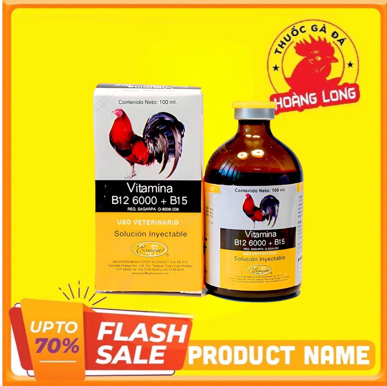 Vitamin B12 6000 + B15 cho gà đá 100ml