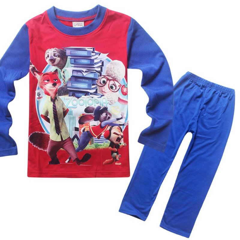 Nơi bán 2 Pieces Zootopia 4-12 Years Old Boys 105-155cm Hight Soft Cotton Blend Sleepwear(Color:Blue&Red) - intl