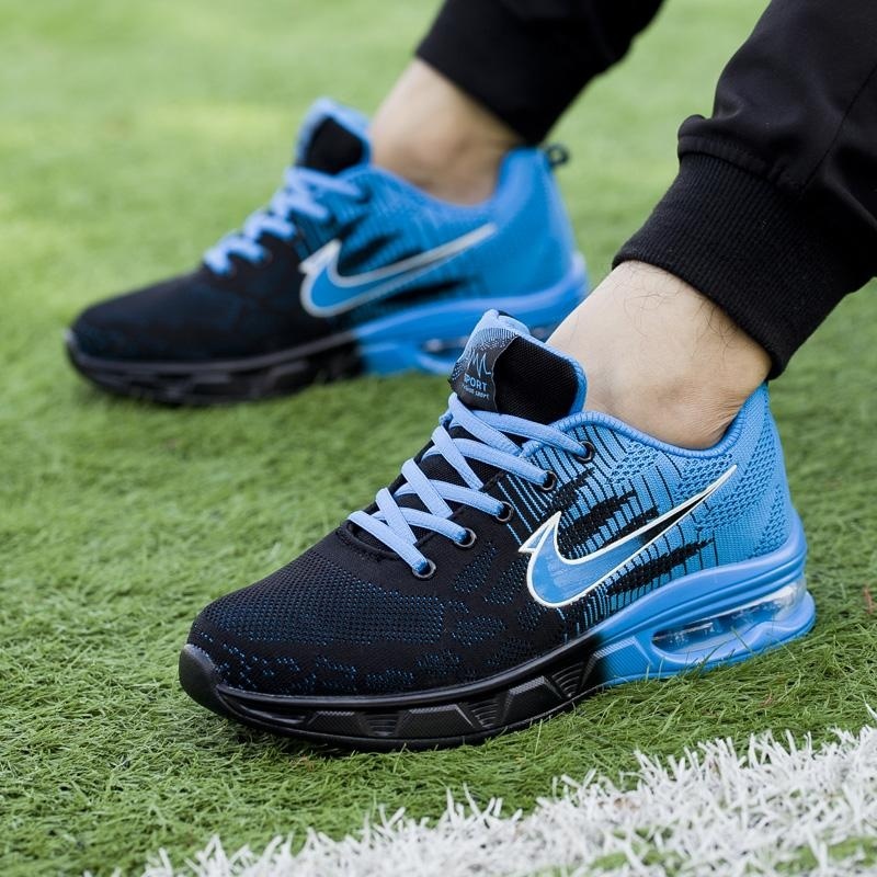 2017 mens running shoes women sports sneakers damping cushion
breathable knit mesh vamp outdoor walking shoes(blue) - intl