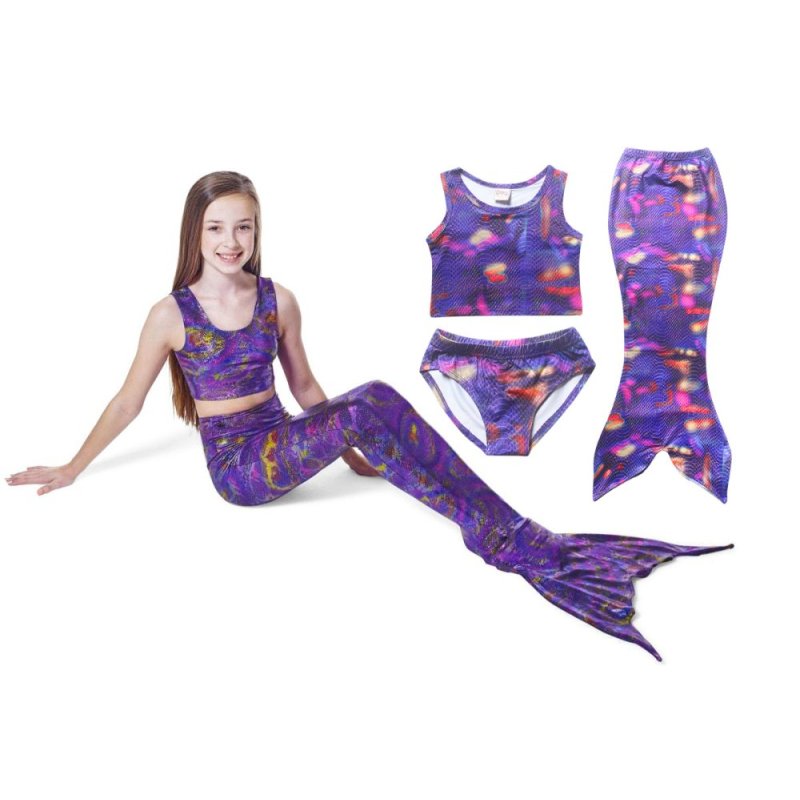 Nơi bán 3 Pieces Set Mermaid 110-140cm Hight Girls' Bikini Swimsuits(Color:Purple) - intl