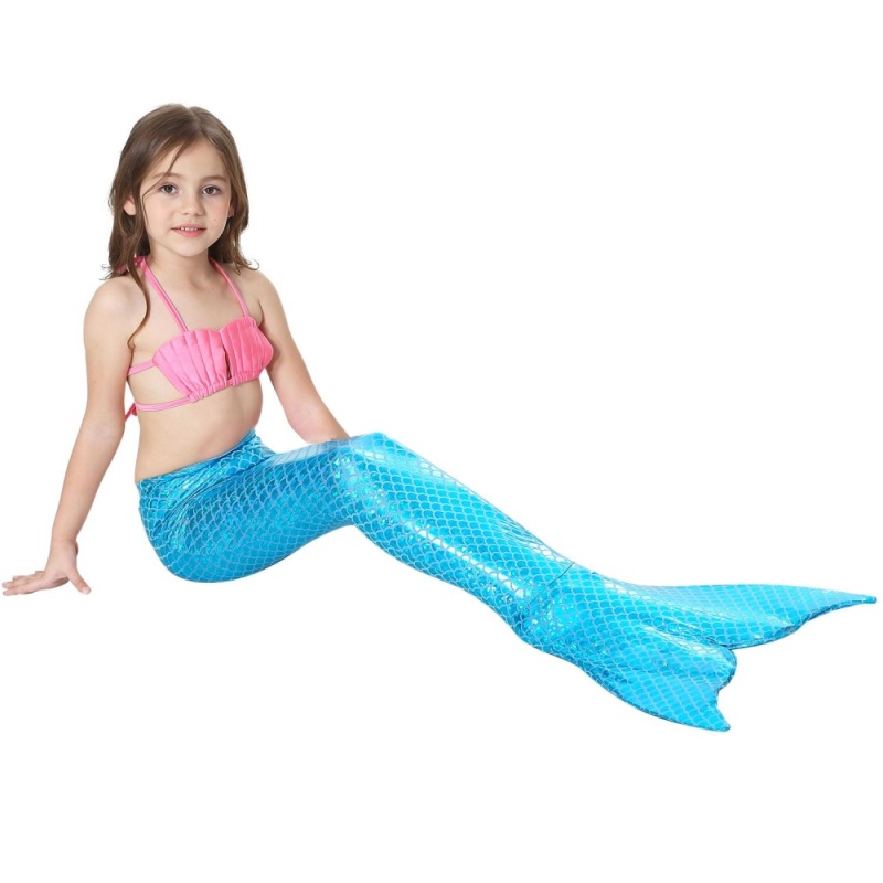 Nơi bán 3pcs Girls Swimwear Mermaid Tail Swiming Costume Monofin Flippers Beach Swimsuit- Blue - intl