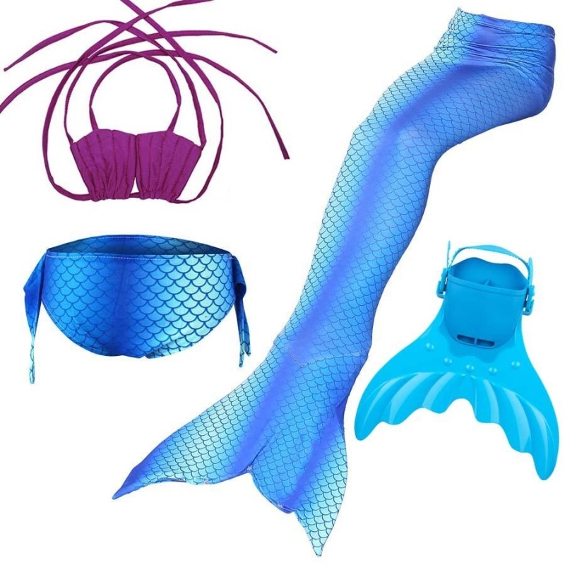 Nơi bán 4pcs Set Mermaid Tail Swimming Set with Monofin (Blue/Purple) - intl